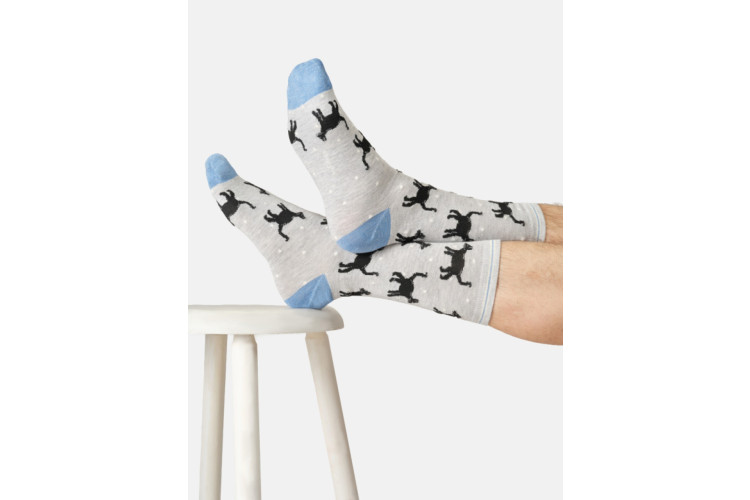 Bamboo socks UK 7 - 11 Siberian Cat on Grey Marle
