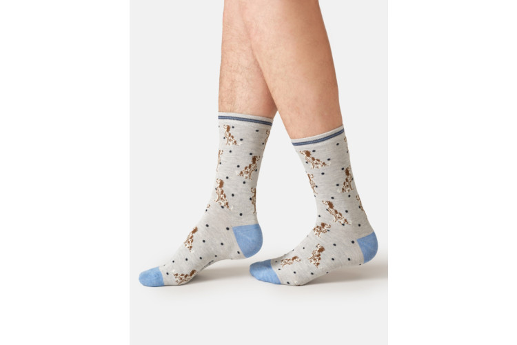 Bamboo socks UK 7 - 11 Springer Spaniel on Grey Marle