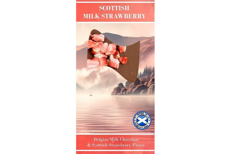 Belgian Milk Chocolate with Freeze Dried Strawberry Pieces Bar Handmade 100g