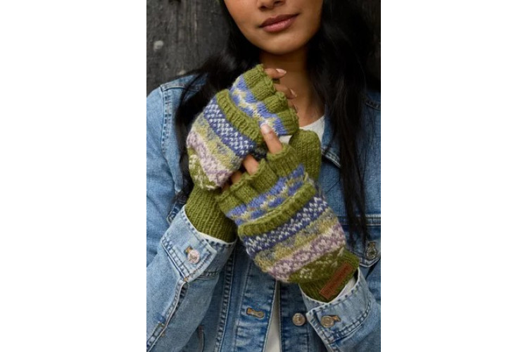 Classic Fairisle Glove Mitts Olive