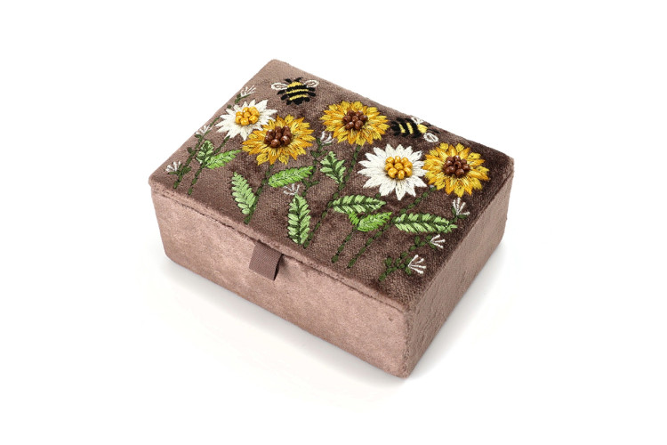 Cocoa Velvet Sunflower Jewellery Box 