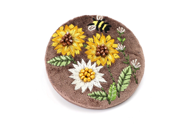 Cocoa velvet sunflowers compact mirror