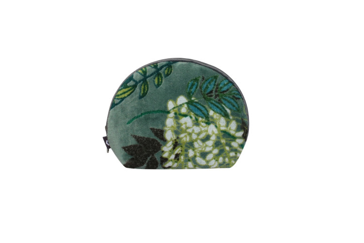 Earth Squared Botanical Print Velvet Halfmoon Purse