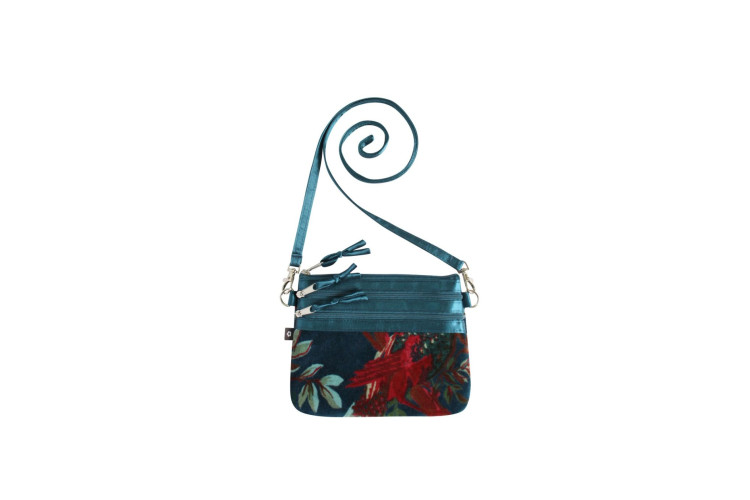 Earth Squared Botanical Velvet 3 Zip Pouch Bag