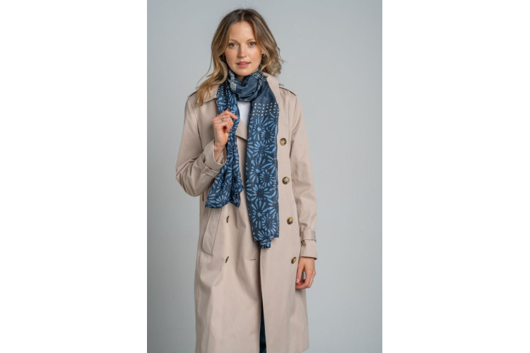 Earth Squared Silk Scarf Navy