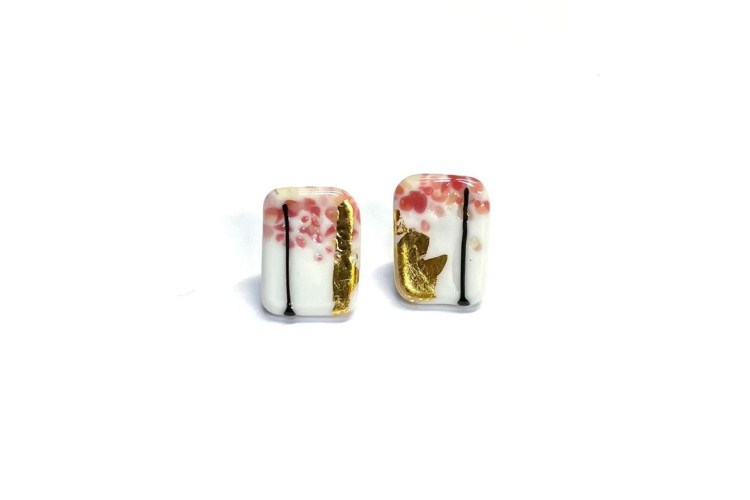 Helen Chalmers Edo Handmade Glass Panel Stud Earrings