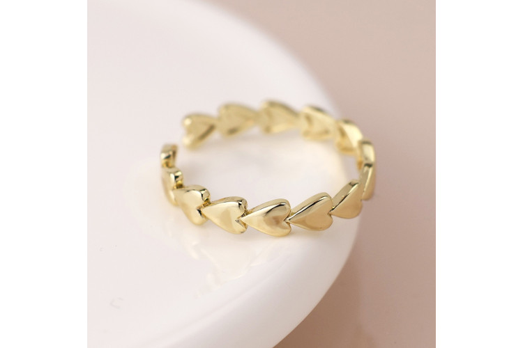 Gold plated heart band ring. 