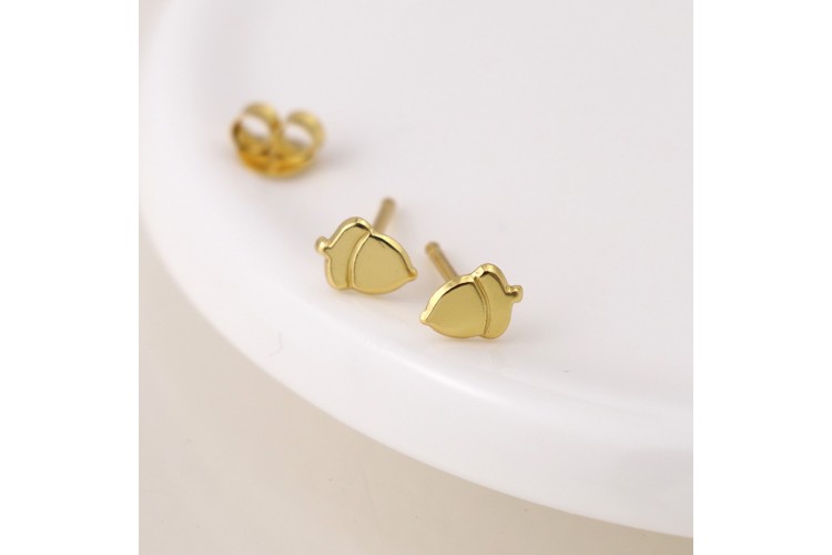Gold plated silver acorn stud earrings