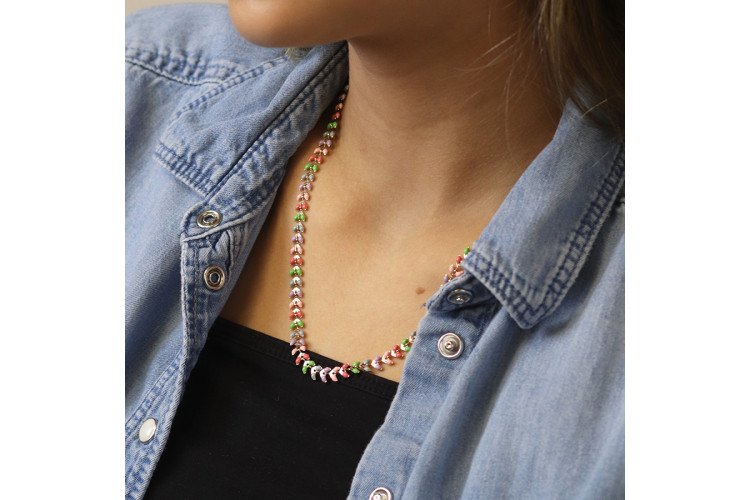Golden and pastel epoxy droplets necklace