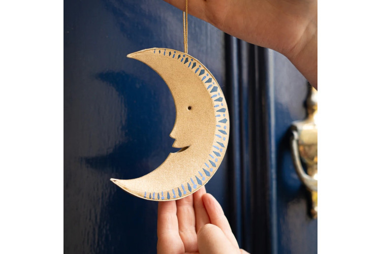Golden Man on the Moon Screen-Printed Board Decoration
