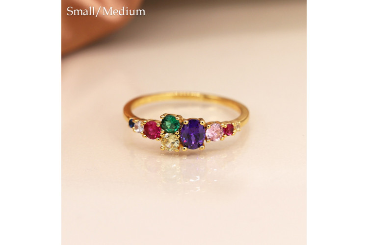 Golden multi colour crystal ring 