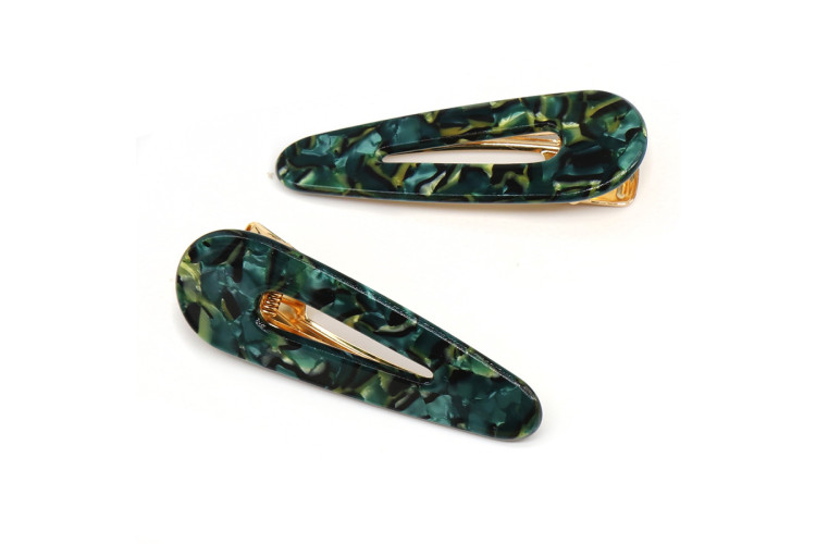 Green Marble Acrylic Hair Slide Set