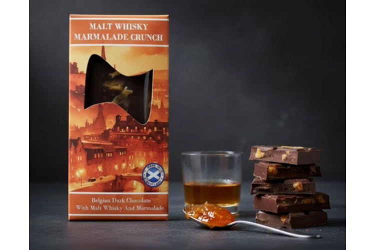 Handmade In Scotland - Malt Whisky Marmalade Crunch Dark Chocolate Bar