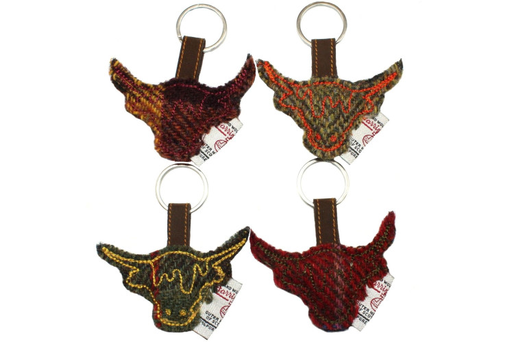 Harris Tweed Key Ring/Bag Charm HIGHLAND COW
