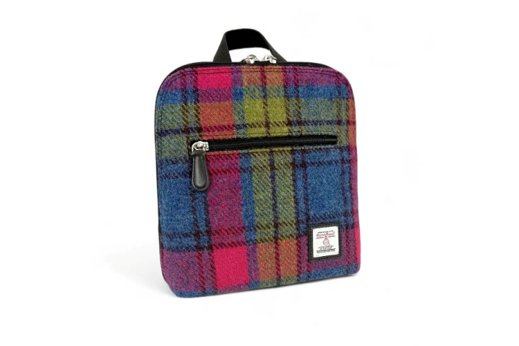 Harris Tweed Mini Backpack, Pink, Blue & Greens