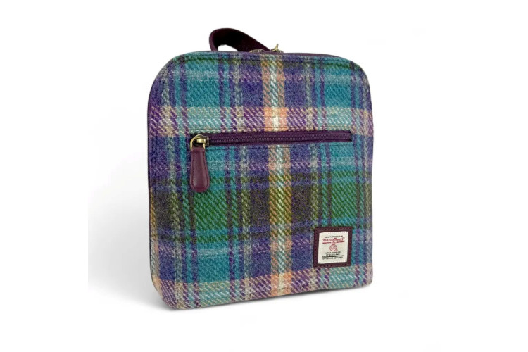 Harris Tweed Mini Backpack, Purple & Greens