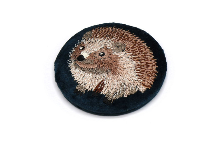 Dark Teal Velvet Hedgehog Compact Mirror
