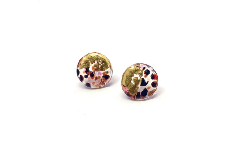 Helen Chalmers Glass and Gold Midi Stud Earrings