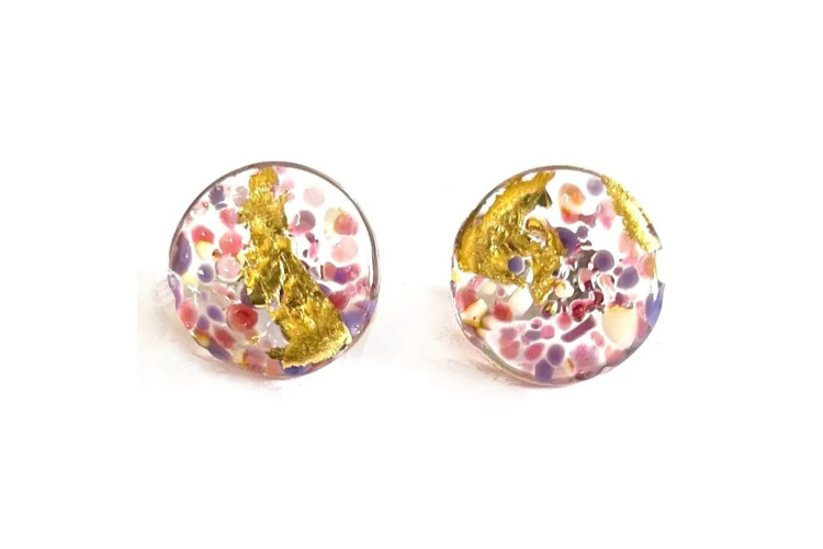 Helen Chalmers Glass and Gold Midi Stud Earrings