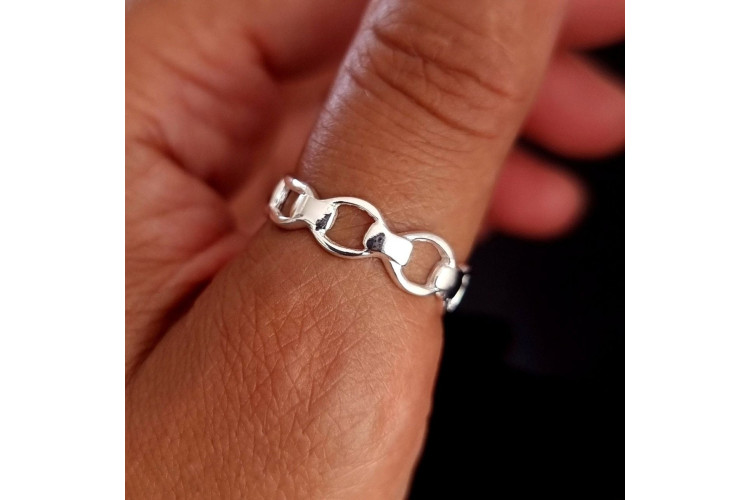 Horse Bit Snaffle Equestrian Sterling Silver Ring