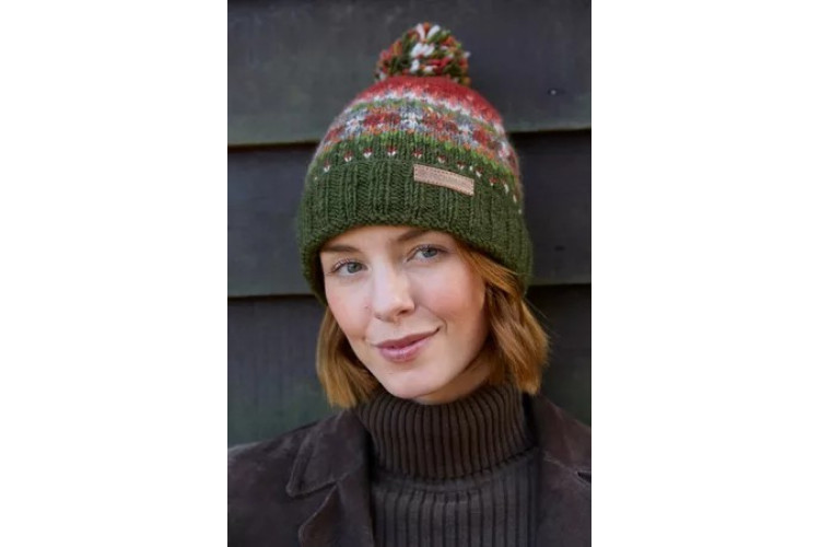Iona Roll back Bobble Beanie-Moss