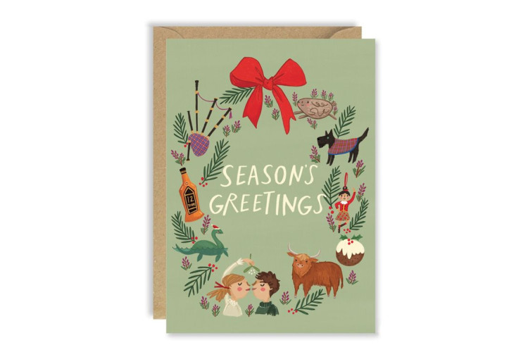 Scottish Christmas Wreath Card