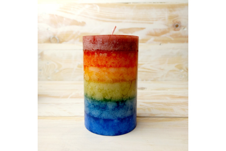 Kerzenfarm Medium Rainbow Pillar Unscented Candle