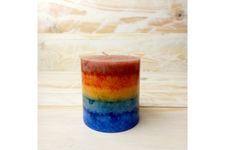 Kerzenfarm Small Rainbow Pillar Unscented Candle