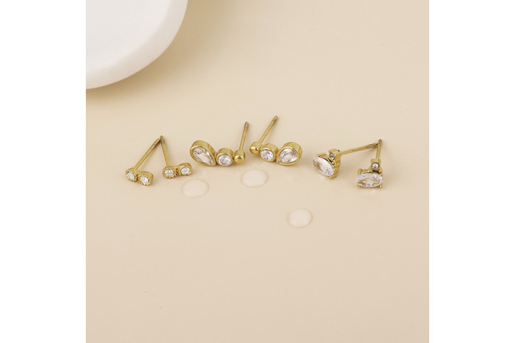 Kindred Gold Plated Classics Crystal Stud Earrings Set
