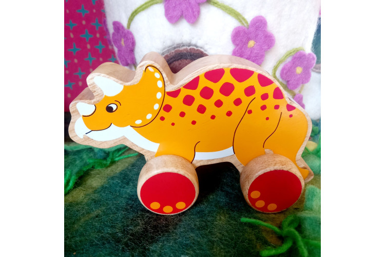 Lanka Kade Wooden Triceratops Push Along