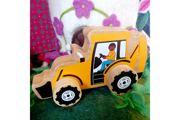 Lanka Kade Wooden Yellow Digger Push Along