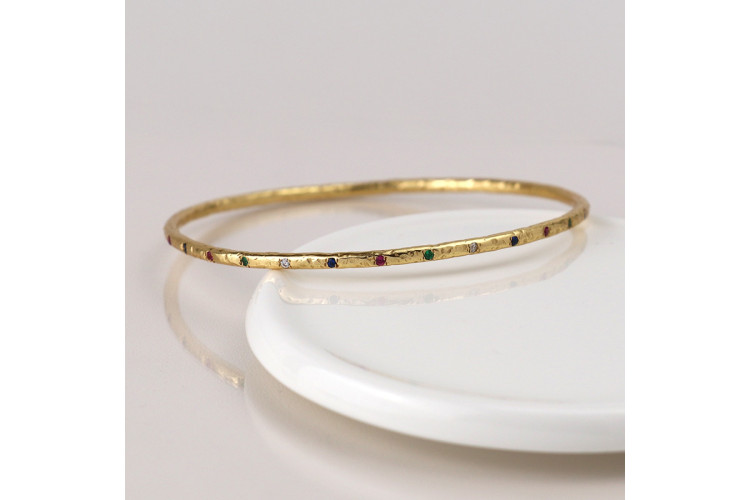 Luxury gold plated rainbow cz bangle