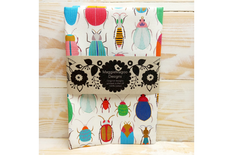 Maggie Maggo Tea Towel Beetles on white