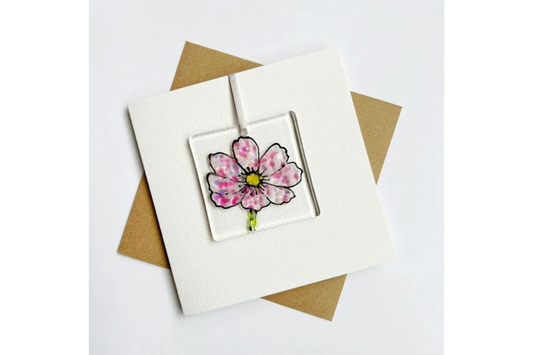 Marc Peters Glass Card - Pink Cosmos
