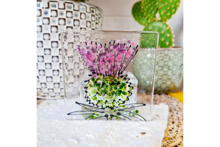 Marc Peters Fused Glass Thistle Candle Holder