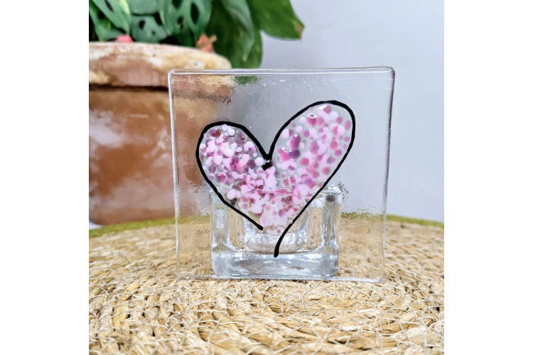 Marc Peters Small Heart Fused Glass Candle Holder