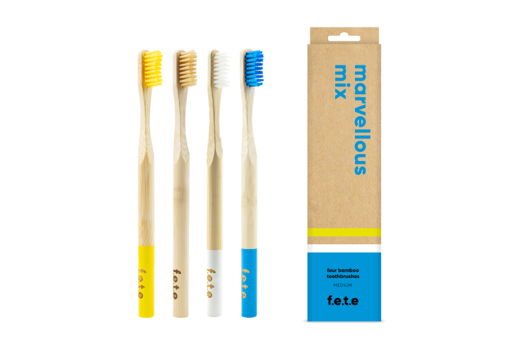 Marvellous Mix Bamboo Toothbrushes 4pk