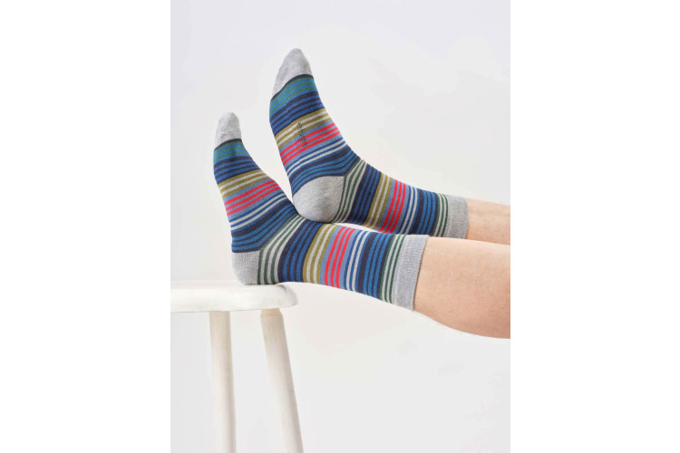 Men's Multi Stripe Bamboo Crew Socks