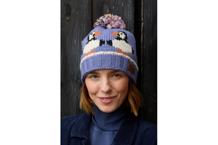 Merino Puffin Bobble Beanie