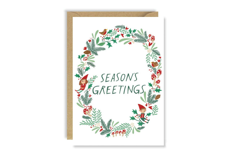 Nisse Wreath \christmas Card By Joy Nevada