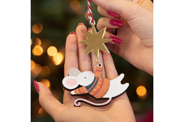 Orange Hanging Mouse Christmas Decoration