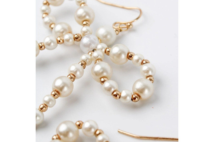 Pearl Bead Bow Earrings