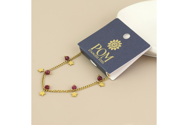 Pixi Gold Plated Star Charms And Pink Beads Bracelet
