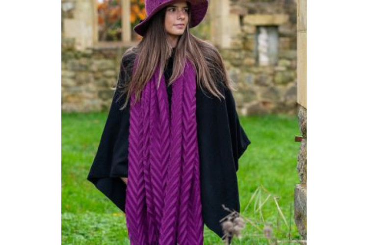POM Rich Herringbone Pleat Scarf