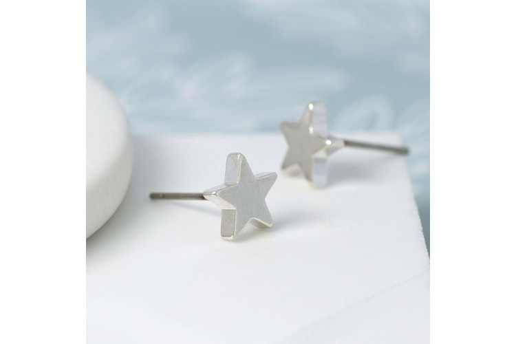 Pom Small Silver plated Star Stud Earrings