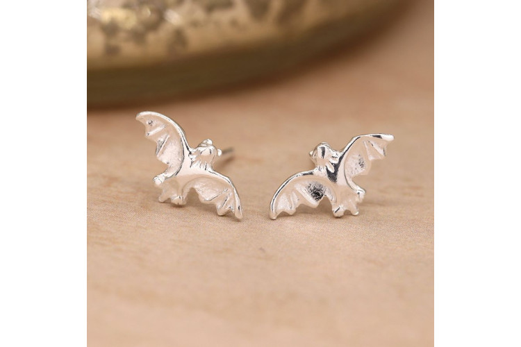 Pom Sterling silver flying bat stud earrings