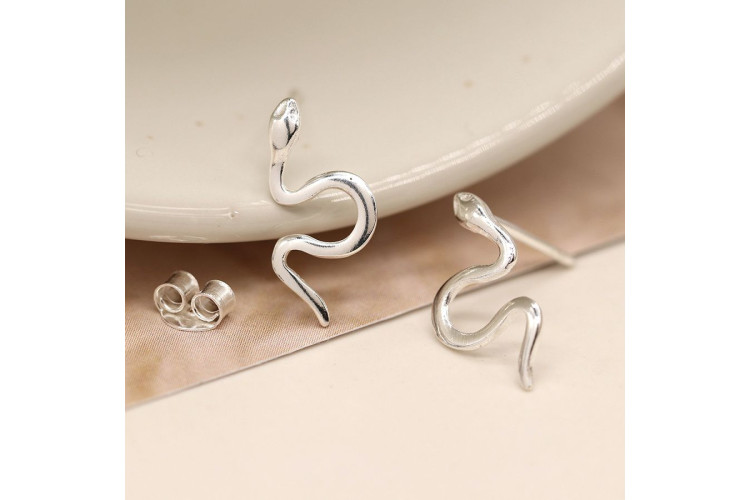 Pom Sterling silver snake stud earrings