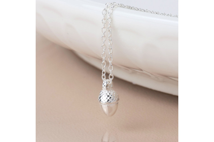Pom Sterling Silver Tiny Acorn Necklace