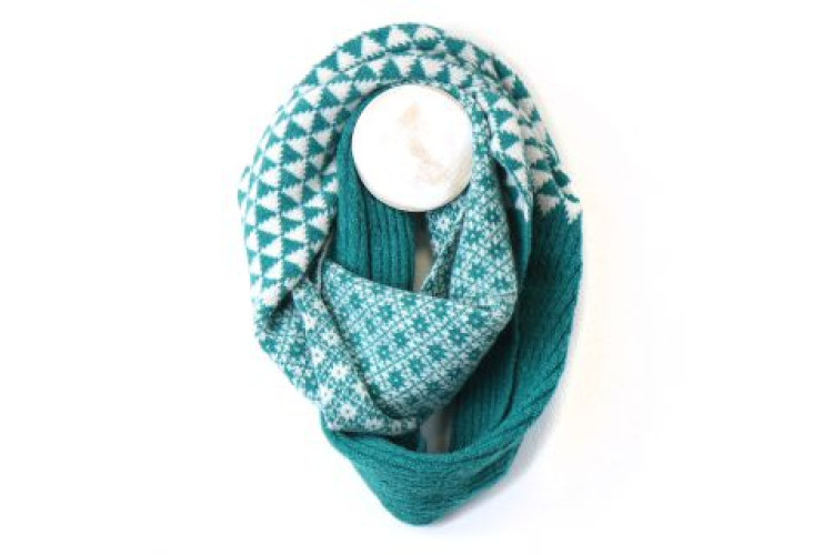 POM Teal and White Mixed Knit Scandi Snood