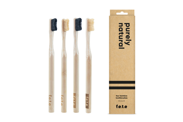 Purely Natural Bamboo Toothbrushes 4pk